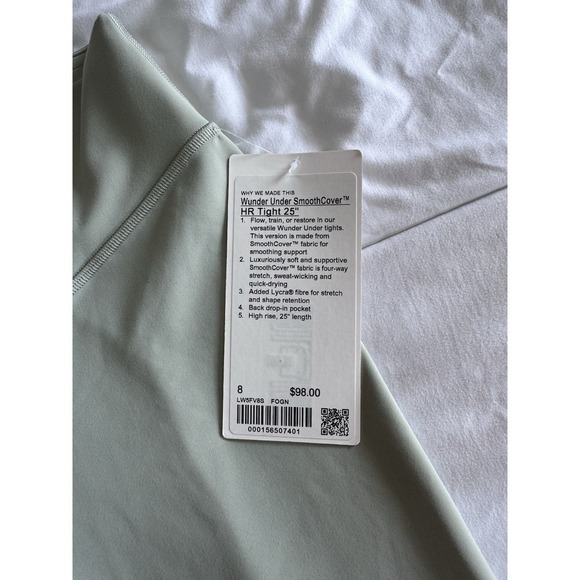 New Lululemon Wunder Under SmoothCover High Rise 25" Size 8 Fog Green NWT - Picture 4 of 11